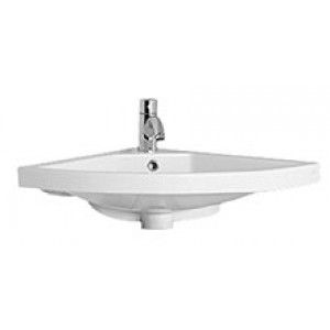 Whitehaus LU010 23" China Series corner wall mount basin with chrome overflow   White