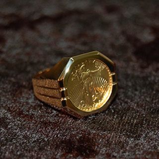 Men's $5 Gold Eagle Coin Octagon Shaped 14K Gold Ring   7234157
