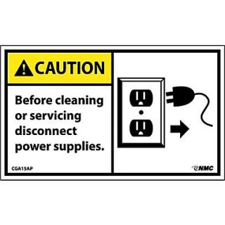 Caution, Before Cleaning Or Servicing Disconnect Power Supply (Graphic), 3X5, Adhesive Vinyl, 5/Pk