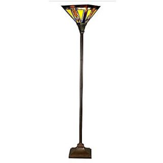 River of Goods Southwestern Mission Style Stained Glass 70  H Torchiere Floor Lamp
