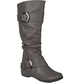 Brinley Co. Womens Wide Calf Slouchy Buckle Detail Boots