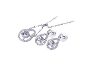 Red Cubic Zirconia CZ .925 Sterling Silver Necklace Pendant Earrings Jewelry Set 567 bgs00043