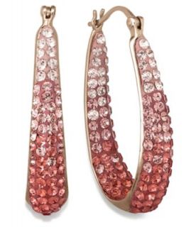 Kaleidoscope Sterling Silver Earrings, Pink and White Crystal Hoop