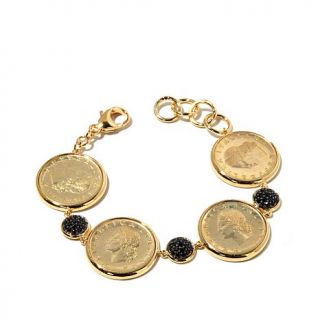 Bellezza Lira Coin .99ct Black Spinel Bronze Station Bracelet   7724705