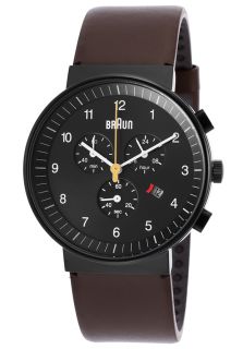 Men's Classic Chronograph Brown Genuine Leather Black Dial