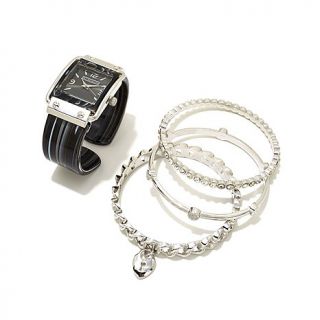 R.J. Graziano "Luxury Class" Watch and 3 piece Bangle Bracelet Set   7662084