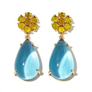 Roberto by RFM "Floral Luxury" Colored Cabochon Goldtone Pear Shaped Drop Earri   7971338