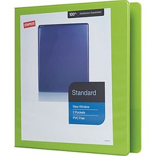 1 1/2 Standard View Binder with D Rings, Bright Green