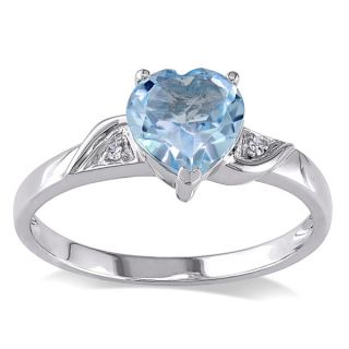 Miadora 10k White Gold Diamond Blue Topaz Ring   Shopping
