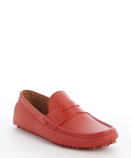 Gucci Red Diamante Leather Moc Toe Penny Loafers (344786701)