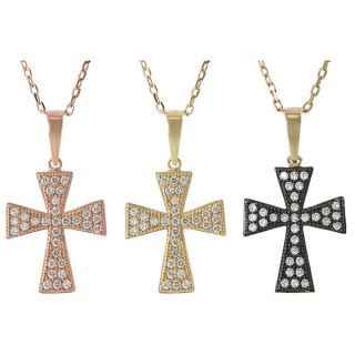 Journee Collection Silver Pave set Cubic Zirconia Pattee Holy Cross