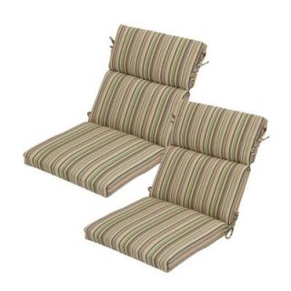 Hampton Bay Green Stripe Rapid Dry Deluxe Outdoor Dining Chair Cushion (2 Pack) 7719 02003100