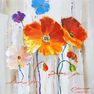 Yosemite Home Decor 32 in. x 32 in. "Primary Floral I" Hand Painted Contemporary Artwork FCK8115 1