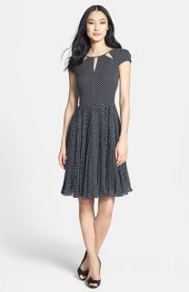 Adrianna Papell Polka Dot Cutout Fit & Flare Dress (Regular & Petite)