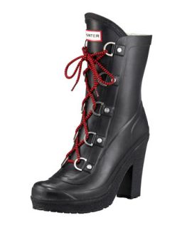 Hunter Boot Lace Up Heeled Rain Boot