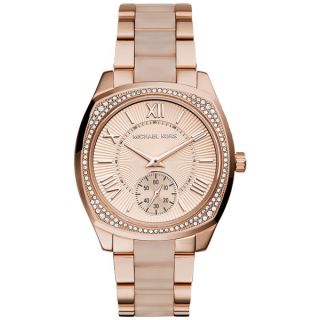 Michael Kors Womens MK6135 Crystal Rose Tone Stainless Steel Watch