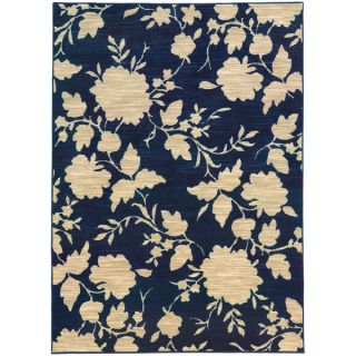 Floral Relief Blue/ Beige Egyptian Rug (67 X 96)