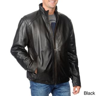 Whet Blu Mens Leather Zip front Stand Collar Jacket