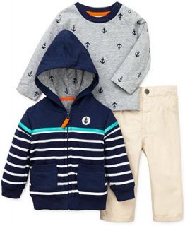 Little Me Baby Boys 3 Piece Striped Jacket, Anchor Shirt & Jeans Set