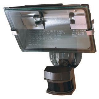 Secure Home 180 Degree 1 Head Bronze Halogen Motion Activated Flood Light Timer Included