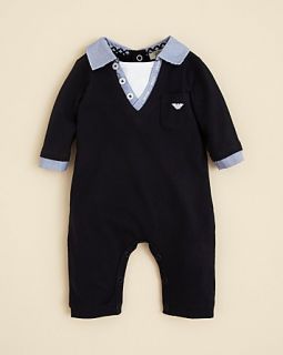 Armani Junior Infant Boys' V Neck Coverall   Sizes 1 9 Months