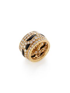 Cartier Diamond & Onyx Wide Band Ring by Cartier
