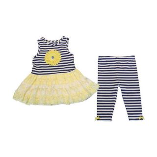 Mia Juliana Baby Girls Stripe Knit Legging Set with Lace Skirt