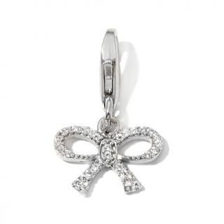 Charming Silver Inspirations Crystal Bow Sterling Silver Dangle Charm   7625597