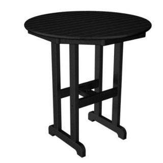 37" Recycled Earth Friendly Outdoor Round Patio Counter Table   Black