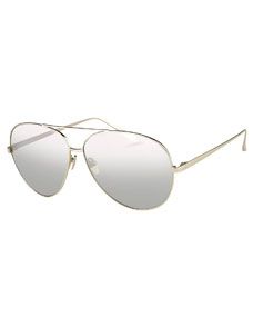 Linda Farrow Mirrored Aviator Sunglasses, White Metal