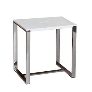 16 in. Resin Bath Stool with Stainless Steel Frame in White ISS203
