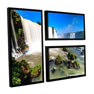 ArtWall Iguassu Falls 3 3 Piece Canvas Flag Set 24 x 36 Floater Framed (0yor043g2436f)