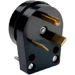 Cooper Wiring Devices 30 Amp Heavy Duty Grade Angled Power Plug with 3 Wire Grounding   Black 83 BOX