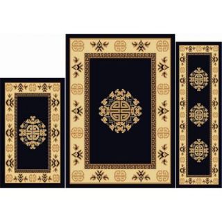 Home Dynamix Ariana Ebony 4 ft. 11 in. x 6 ft. 11 in. 3 Piece Rug Set 3P 7114 502