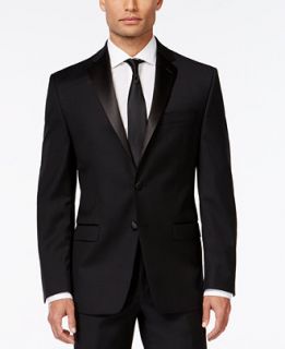 Calvin Klein Black Solid Slim Fit Tuxedo Jacket   Suits & Suit