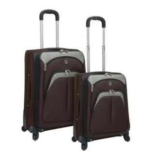 Traveler's Club 2 piece Expandable EVA Spinner Upright Luggage Set Mocha Set