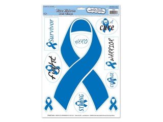Club Pack of 120 Blue Ribbon Peel 'N Place Awareness Decal Decoration 17"