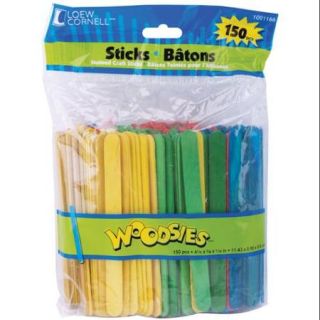 Woodsies Craft Sticks Assorted Colors 4.5" 150/Pkg