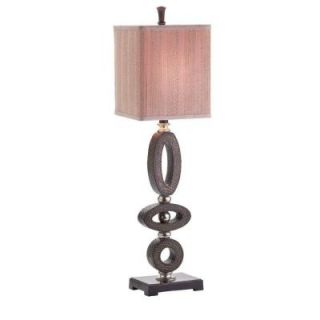 Hampton Bay Galliano 43 in. 1 Light Aged Silver Table Lamp with Off White Shade 17371 018