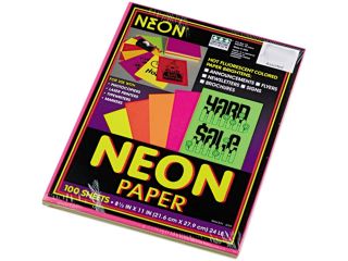 Pacon 104331 Array Colored Bond Paper, 24lb, 8 1/2 x 11, Assorted Neon, 100 Sheets/Pack