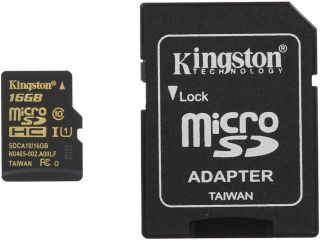 Kingston 32GB microSDHC Flash Card With Adapter Model SDCA10/32GB