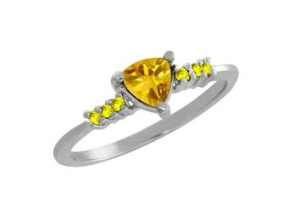0.47 Ct Trillion Yellow Citrine Yellow Sapphire 14K White Gold Ring