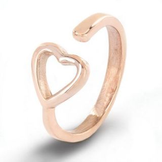 Stainless Steel Rose Gold Plated Open Heart Wrap Ring