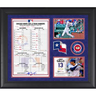 Fanatics Authentic Joey Gallo Texas Rangers Framed 20 x 24 MLB Debut Replica Lineup Card Collage with Piece of Game Used Ball