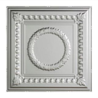 Fasade Rosette   2 ft. x 2 ft. Lay in Ceiling Tile in Argent Silver L57 09