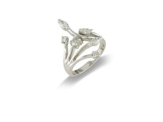 14K White Gold Diamond Right Hand Ring Size 6.5
