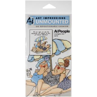 Art Impressions People Cling Rubber Stamp 7X4  Loungers Set