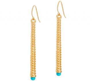 Oro Nuovo Turquoise Ribbed Stick Design Earrings 14K —