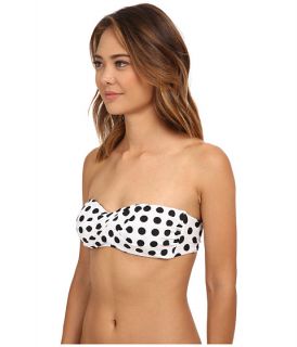 Lauren By Ralph Lauren Catalina Dot Draped Bandeau Top W Molded Cup