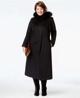 Forecaster Plus Size Fox Fur Trim Maxi Walker Coat   Coats   Women